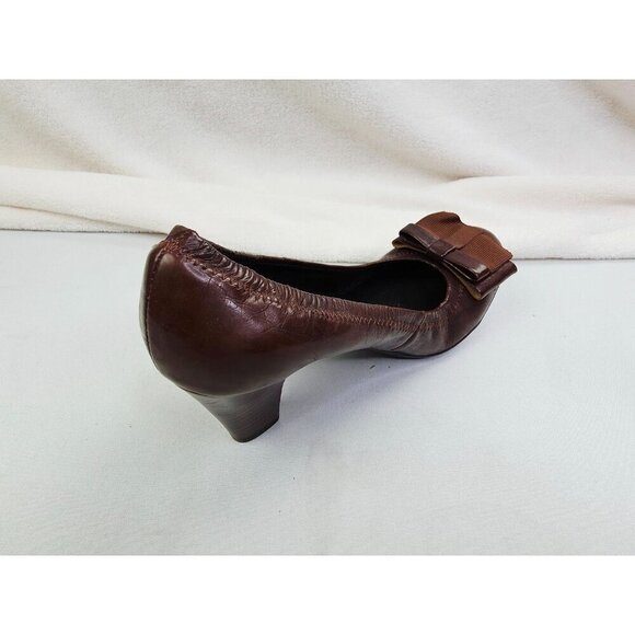 Franco Sarto Size 6.5M Womens Chocolate Brown Slip On Bow Accent Heel Shoes - Picture 14 of 14